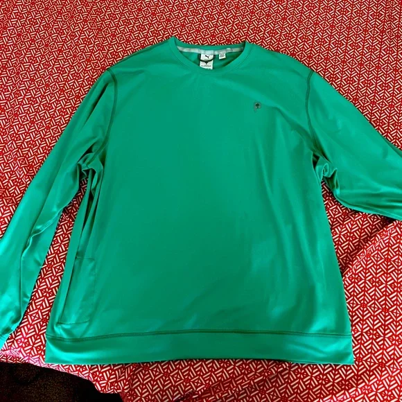 Puma Palm Tree Crew Teal Long Sleeve Sweater - Picture 1 of 3